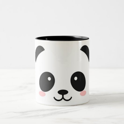 Niedlicher glücklicher Gesichts-Panda Zweifarbige Tasse (Mittel)