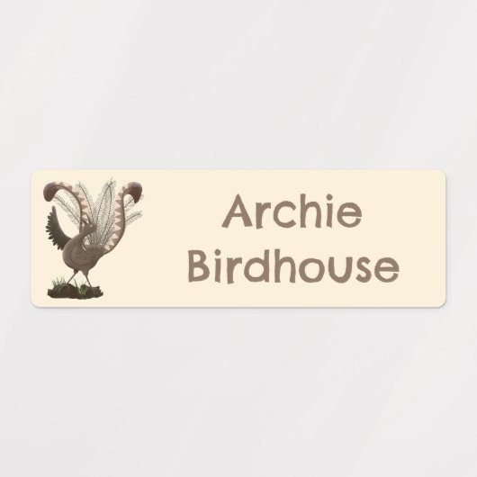 Niedlicher glücklicher, großartiger lyrebird-Carto Etiketten (Design 1)