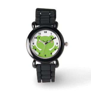 Niedlicher glücklicher grüner Frosch nummeriert Armbanduhr