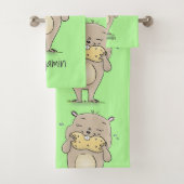 Niedlicher, glücklicher Hamster mit Erdnuss-Cartoo Badhandtuch Set (Insitu)