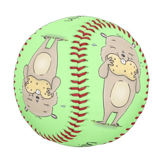 Niedlicher, glücklicher Hamster mit Erdnuss-Cartoo Baseball (Schrägansicht)
