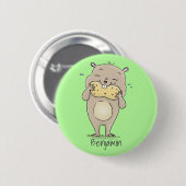 Niedlicher, glücklicher Hamster mit Erdnuss-Cartoo Button (Vorne & Hinten)