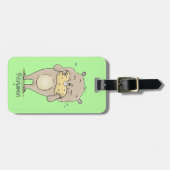 Niedlicher, glücklicher Hamster mit Erdnuss-Cartoo Gepäckanhänger (Vorderseite horizontal)