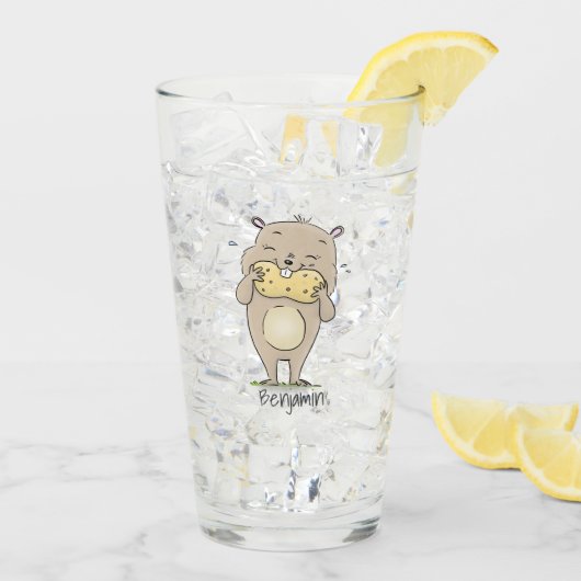Niedlicher, glücklicher Hamster mit Erdnuss-Cartoo Glas (Rückseite Ice)