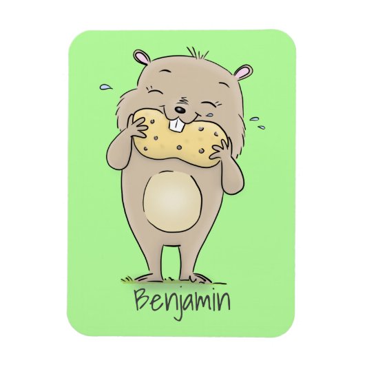 Niedlicher, glücklicher Hamster mit Erdnuss-Cartoo Magnet (Vertikal)