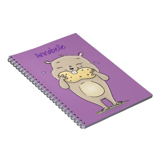 Niedlicher, glücklicher Hamster mit Erdnuss-Cartoo Notizblock (Rechte Seite)