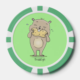 Niedlicher, glücklicher Hamster mit Erdnuss-Cartoo Pokerchips