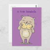Niedlicher, glücklicher Hamster mit Erdnuss-Cartoo Postkarte (Vorne/Hinten)