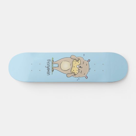 Niedlicher, glücklicher Hamster mit Erdnuss-Cartoo Skateboard (Horizontal)