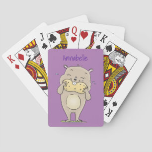 Niedlicher, glücklicher Hamster mit Erdnuss-Cartoo Spielkarten
