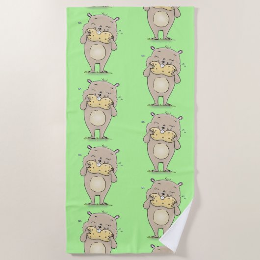 Niedlicher, glücklicher Hamster mit Erdnuss-Cartoo Strandtuch (Vorderseite)