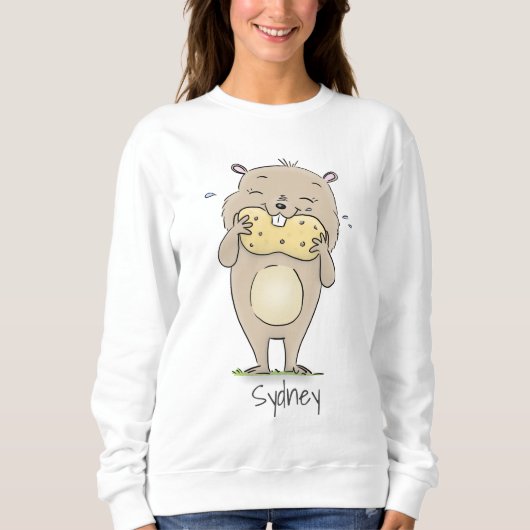 Niedlicher, glücklicher Hamster mit Erdnuss-Cartoo Sweatshirt (Vorderseite)