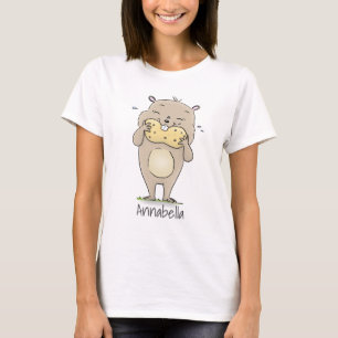 Niedlicher, glücklicher Hamster mit Erdnuss-Cartoo T-Shirt
