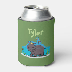 Niedlicher, glücklicher Hippo-Cartoon kühler Dosenkühler