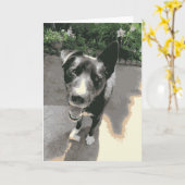 Niedlicher, glücklicher Hund mit Knochenschwarz Karte (Gelbe Blume)