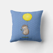 Niedlicher glücklicher Igel mit Ballondarstellung Kissen (Rückseite)