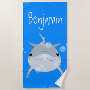 Niedlicher glücklicher Kawaii-Delphin-Cartoon pers Strandtuch