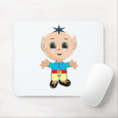 Niedlicher, glücklicher Kinderelf in blauen und ge Mousepad (Mit Mouse)