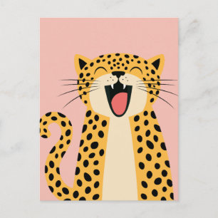 Niedlicher glücklicher lächelnder wilder Leopard C Feiertagspostkarte