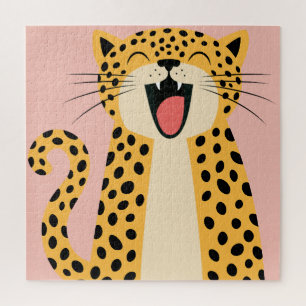 Niedlicher glücklicher lächelnder wilder Leopard C Puzzle