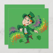 Niedlicher glücklicher Lächelnelke, ein Regenbogen Einladung (Vorne/Hinten)