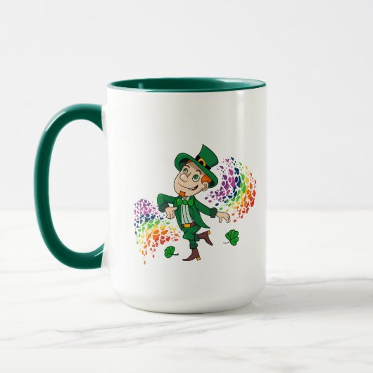 Niedlicher glücklicher Lächelnelke, ein Regenbogen Tasse (Links)