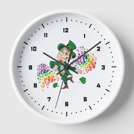 Niedlicher glücklicher Lächelnelke, ein Regenbogen Uhr (Vorderseite)