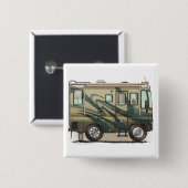 Niedlicher glücklicher Lagerbewohner großer RV-Zug Button (Vorne & Hinten)