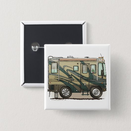 Niedlicher glücklicher Lagerbewohner großer RV-Zug Button (Vorne & Hinten)
