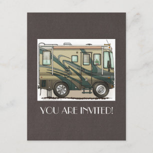 Niedlicher glücklicher Lagerbewohner großer RV-Zug Einladung