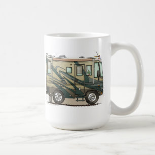 Niedlicher glücklicher Lagerbewohner großer RV-Zug Kaffeetasse