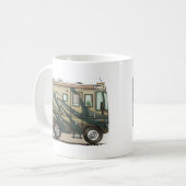Niedlicher glücklicher Lagerbewohner großer RV-Zug Kaffeetasse (Vorderseite Links)