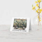 Niedlicher glücklicher Lagerbewohner großer RV-Zug Karte (Gelbe Blume)