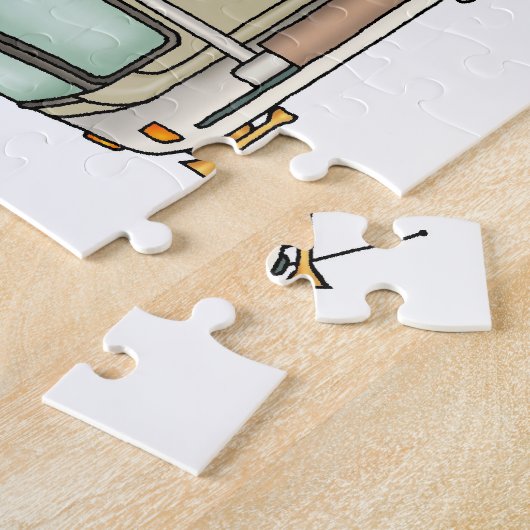 Niedlicher glücklicher Lagerbewohner großer RV-Zug Puzzle (Seite)