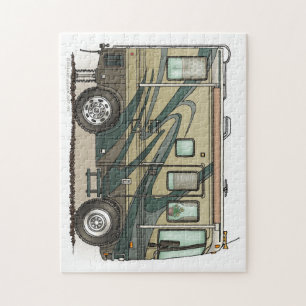 Niedlicher glücklicher Lagerbewohner großer RV-Zug Puzzle