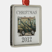 Niedlicher glücklicher Lagerbewohner großer RV-Zug Silbernes Ornament (Rechts)