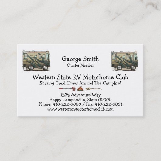 Niedlicher glücklicher Lagerbewohner großer RV-Zug Visitenkarte (Vorderseite)