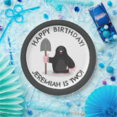 Niedlicher glücklicher Maulwurf personalisierter C Pappteller (Party)