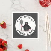 Niedlicher glücklicher Maulwurf personalisierter C Serviette (Beispiel)
