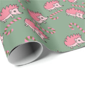 Niedlicher glücklicher rosa Igel Geschenkpapier (Rolleneckpunkt)