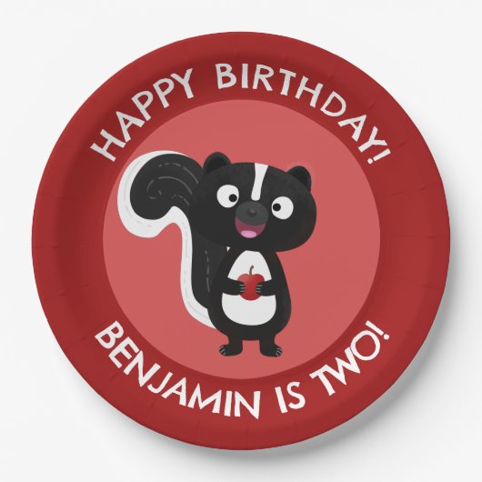 Niedlicher, glücklicher Schlag personalisierter Ca Pappteller (Vorderseite)