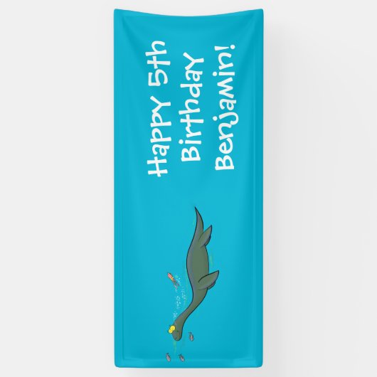 Niedlicher, glücklicher Seemänner Plesiosaurier-Ca Banner (Vertikal)