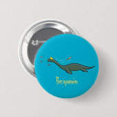Niedlicher, glücklicher Seemänner Plesiosaurier-Ca Button (Vorne & Hinten)