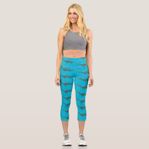 Niedlicher, glücklicher Seemänner Plesiosaurier-Ca Capri Leggings