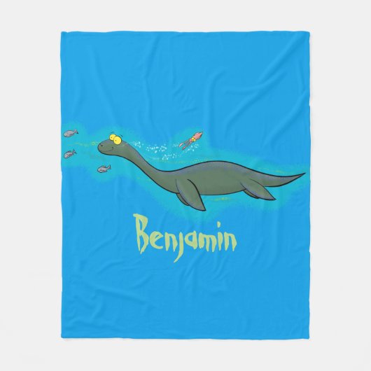 Niedlicher, glücklicher Seemänner Plesiosaurier-Ca Fleecedecke (Vorderseite)