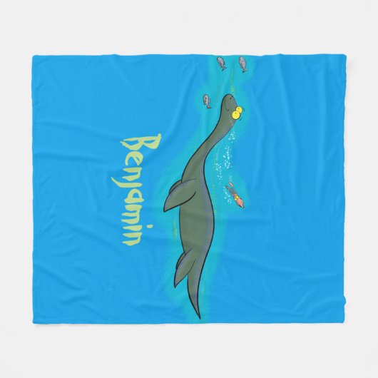 Niedlicher, glücklicher Seemänner Plesiosaurier-Ca Fleecedecke (Vorderseite (Horizontal))