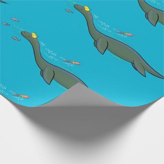 Niedlicher, glücklicher Seemänner Plesiosaurier-Ca Geschenkpapier (Ecke)