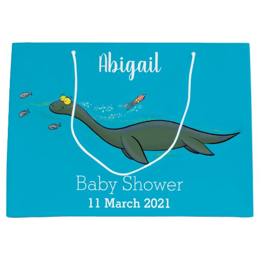 Niedlicher, glücklicher Seemänner Plesiosaurier-Ca Große Geschenktüte (Vorderseite)