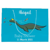 Niedlicher, glücklicher Seemänner Plesiosaurier-Ca Große Geschenktüte (Rückseite)