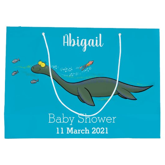 Niedlicher, glücklicher Seemänner Plesiosaurier-Ca Große Geschenktüte (Rückseite)